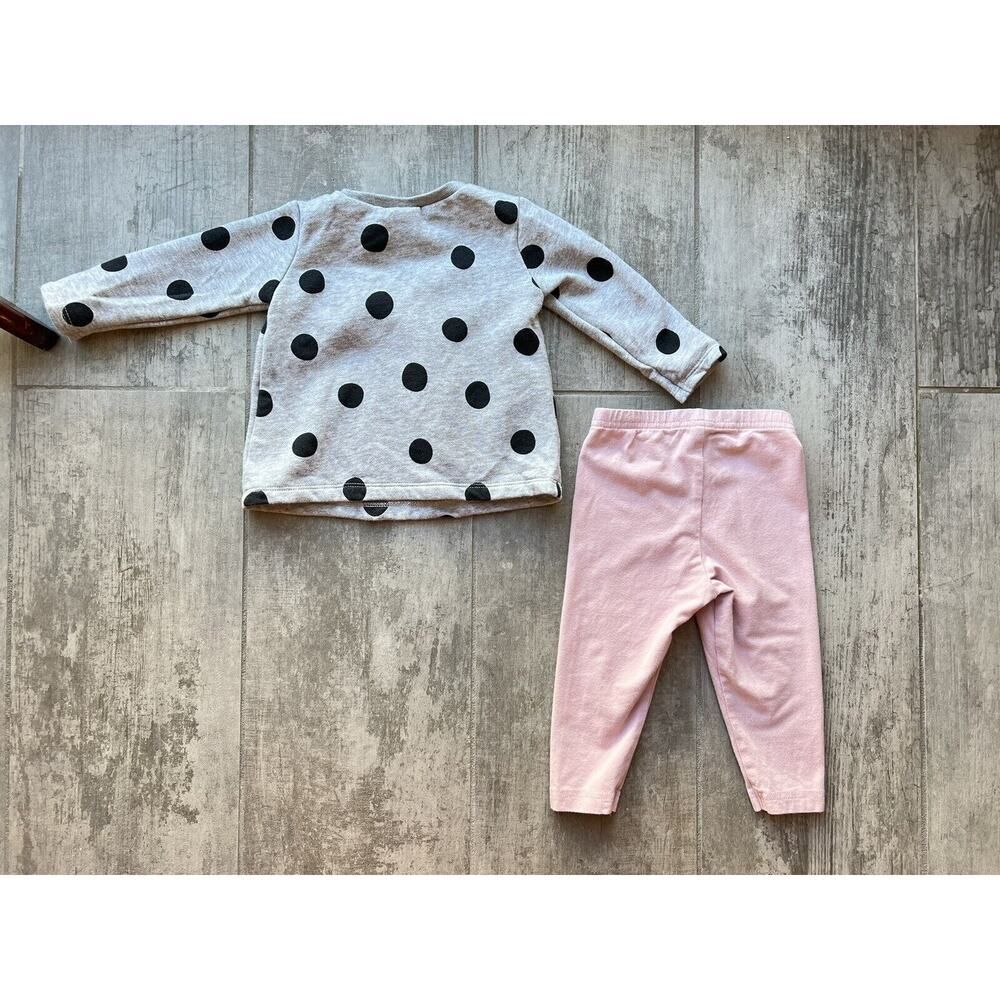 Baby Girls 2-Piece Polka Dot Fleece Sweatshirt Top & Legging Set Cotton 12m - Picture 8 of 8